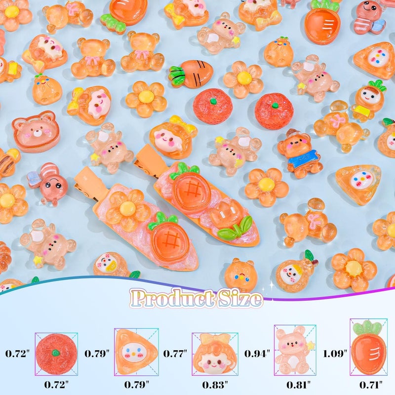 Glitzest 100PCS TINKRSTUFF Orange Slime Charms Jelly Cute Flatback Resin Charms For Slime, Random Kawaii Decoden Charm for Embellishments Phone Junk Case Charms Bulk, Hairpins Scrapbooking Crafting & DIY Decor - Image 2